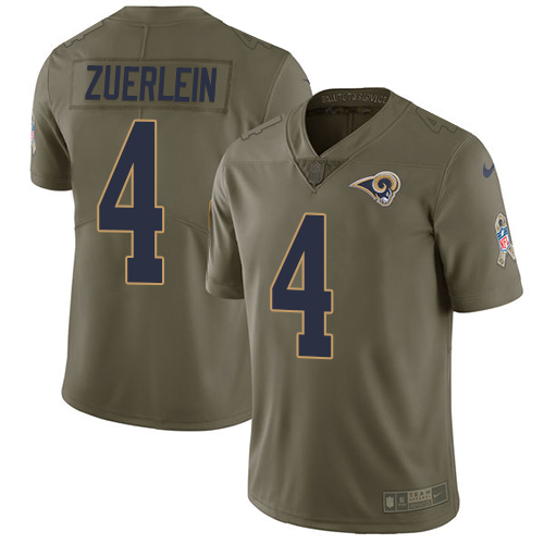 Nike Rams #4 Greg Zuerlein Olive Men's Stitched NFL Limited Salute To Service Jersey
